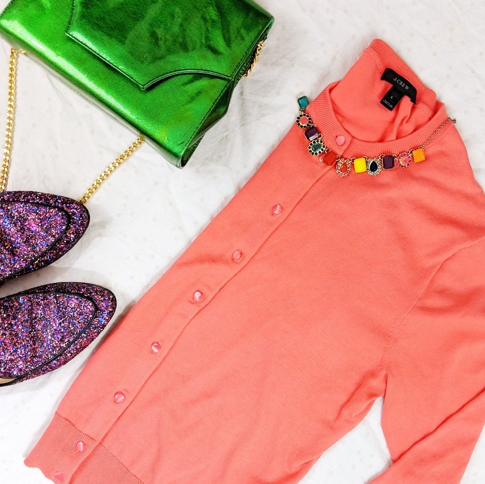 J. Crew Coral Cardigan Large